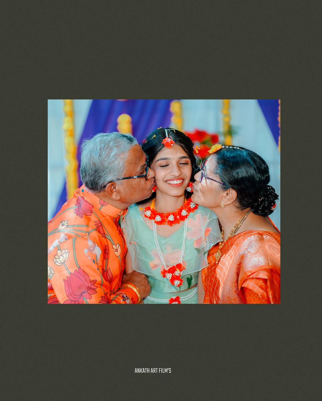 Family haldi celebration portrait